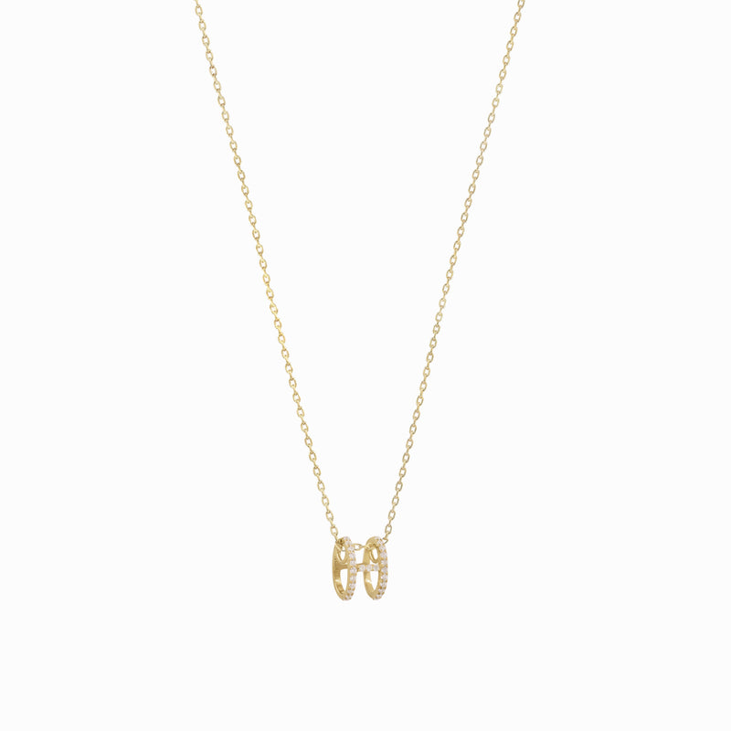 Eclipse H Initial Letter Pavé Diamond Necklace