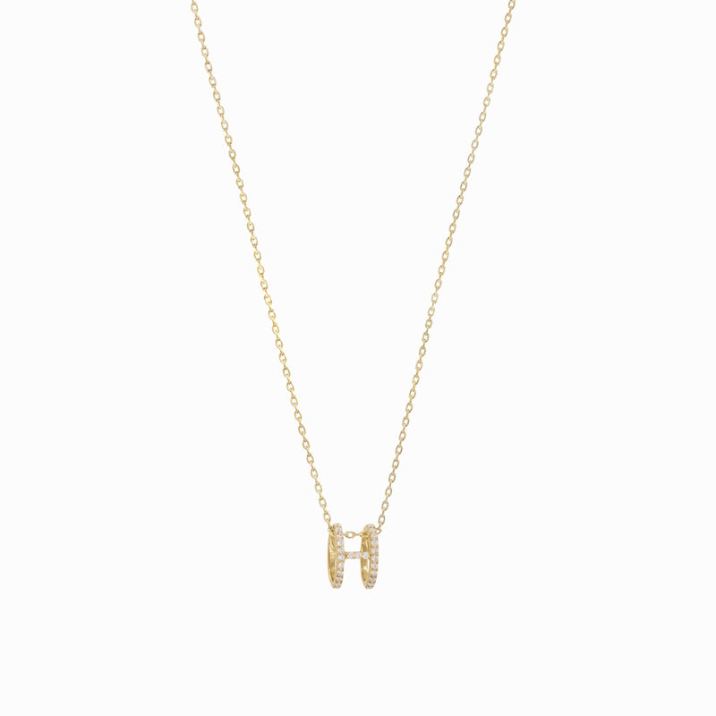 Eclipse H Initial Letter Pavé Diamond Necklace