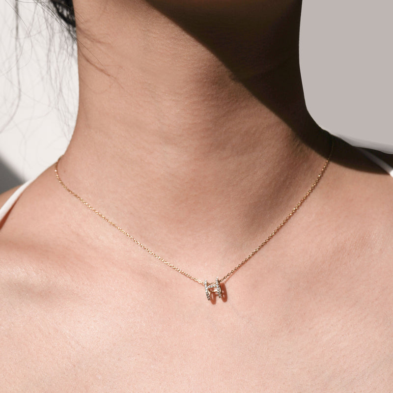 Eclipse H Initial Letter Pavé Diamond Gold Charm