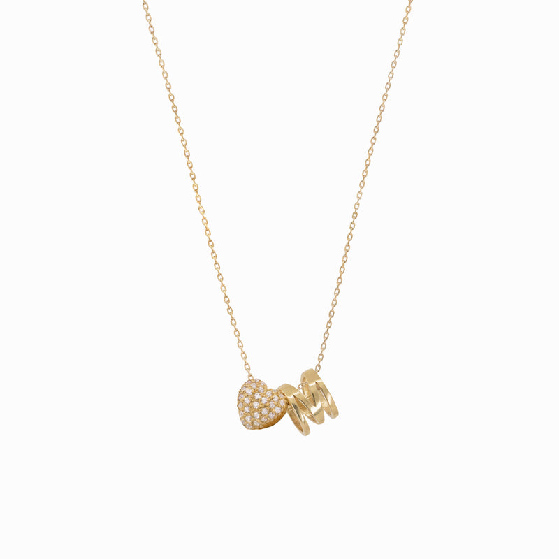 Eclipse Heart Diamond Necklace 14K Gold