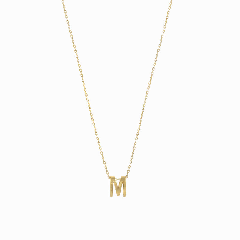 Eclipse M Initial Letter Pavé Gold Necklace