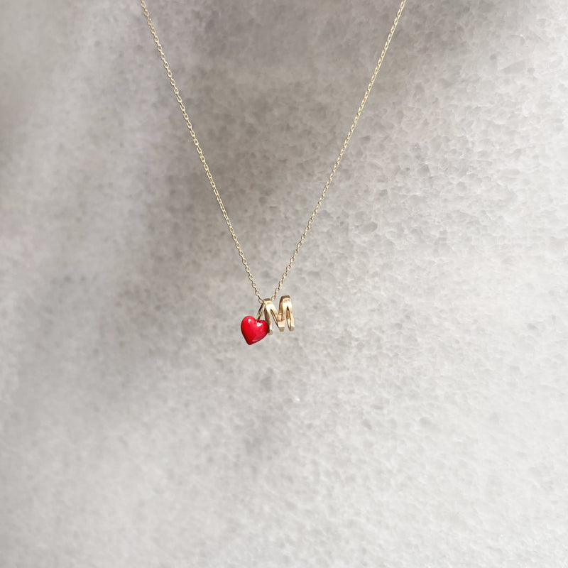 BY LIME Eclipse M Initial Letter Necklace 14K Gold