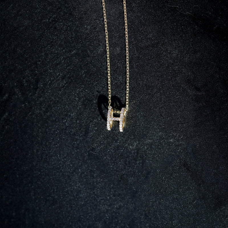 Eclipse H Initial Letter Diamond Necklace