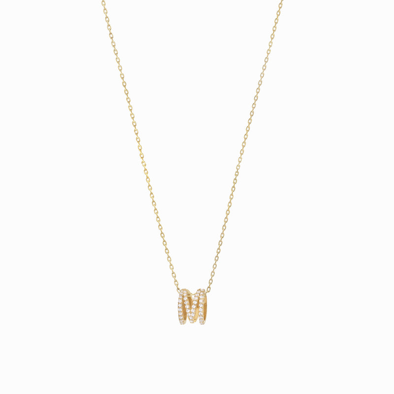 Eclipse M Initial Letter Pavé Lab Diamond Necklace 14K Gold