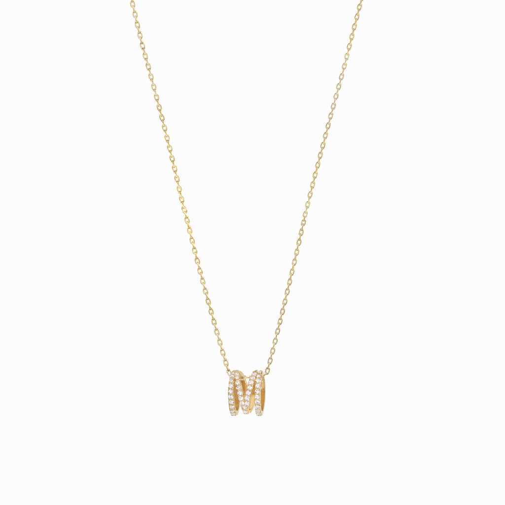 Eclipse M Initial Letter Pavé Lab Diamond Necklace 14K Gold