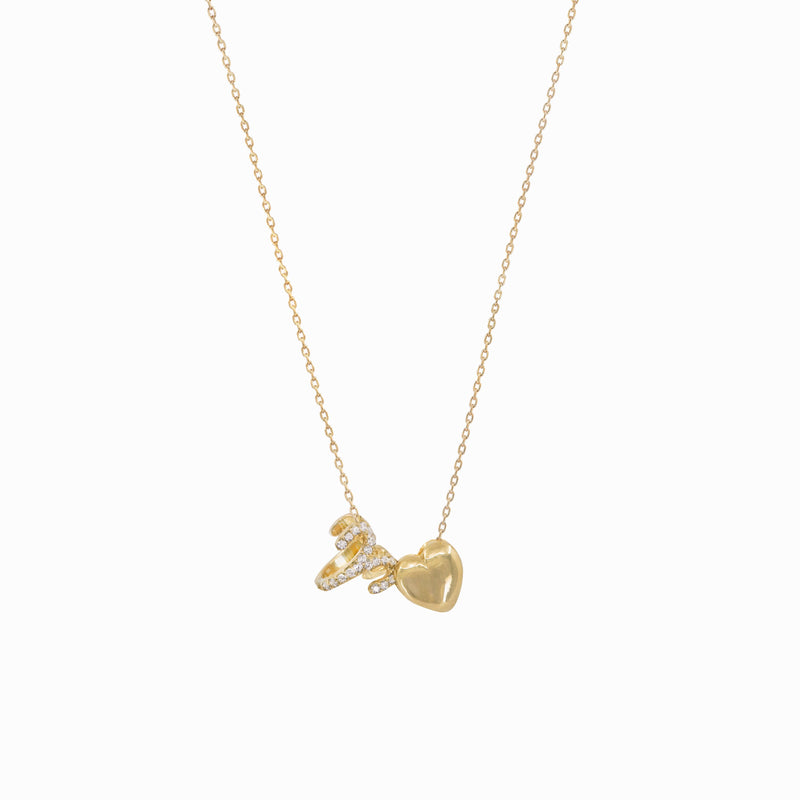 Eclipse Aries Zodiac Pavé Diamond Gold Necklace