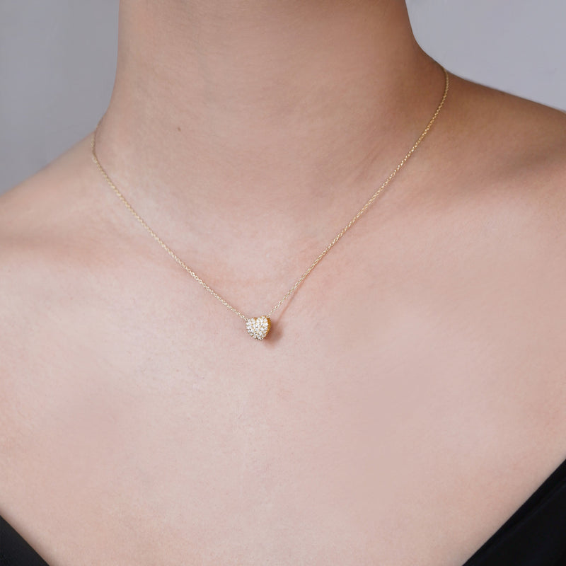 BY LIME Eclipse Heart Pavé Diamond Charm 10K Gold