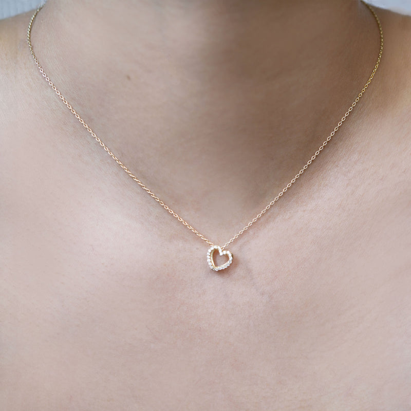 BY LIME Eclipse Open Heart Pavé Diamond Charm 10K Gold