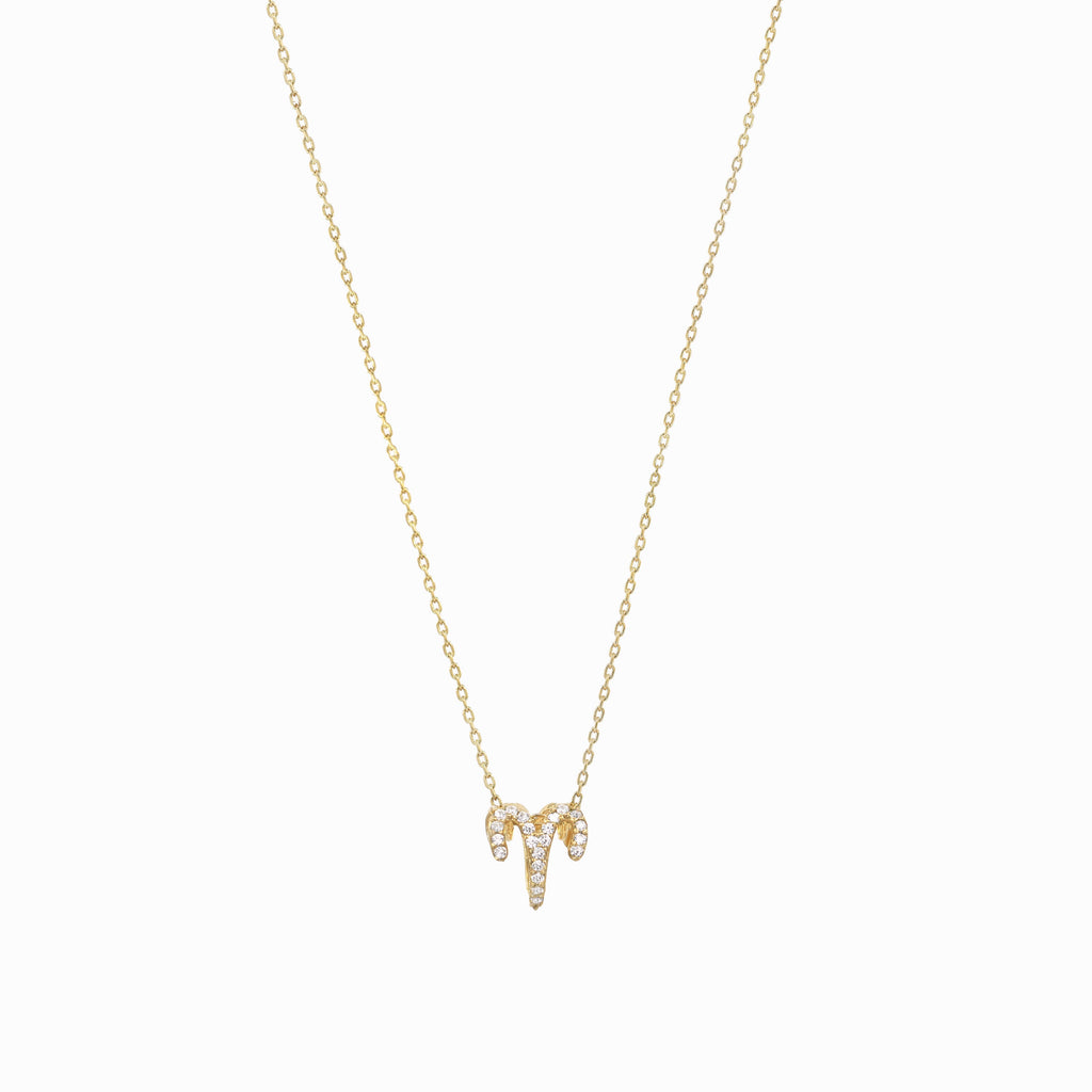 Eclipse Aries Zodiac Pavé Diamond Necklace 14K Gold