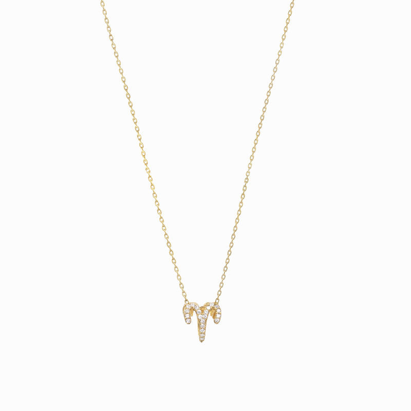 Eclipse Aries Zodiac Pavé Diamond Necklace 14K Gold