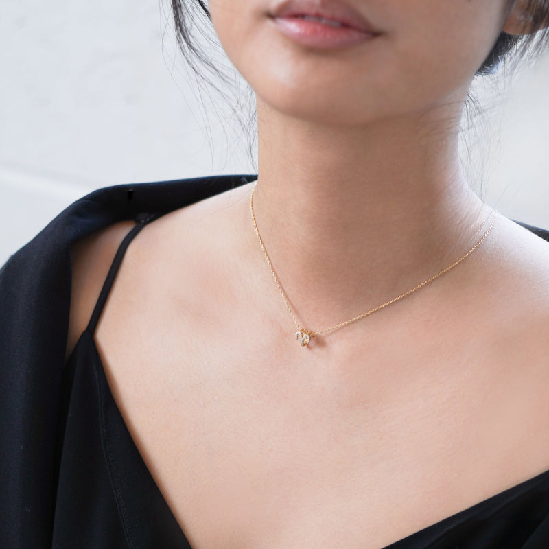 Eclipse Aries Zodiac Pavé Diamond Necklace 14K Gold