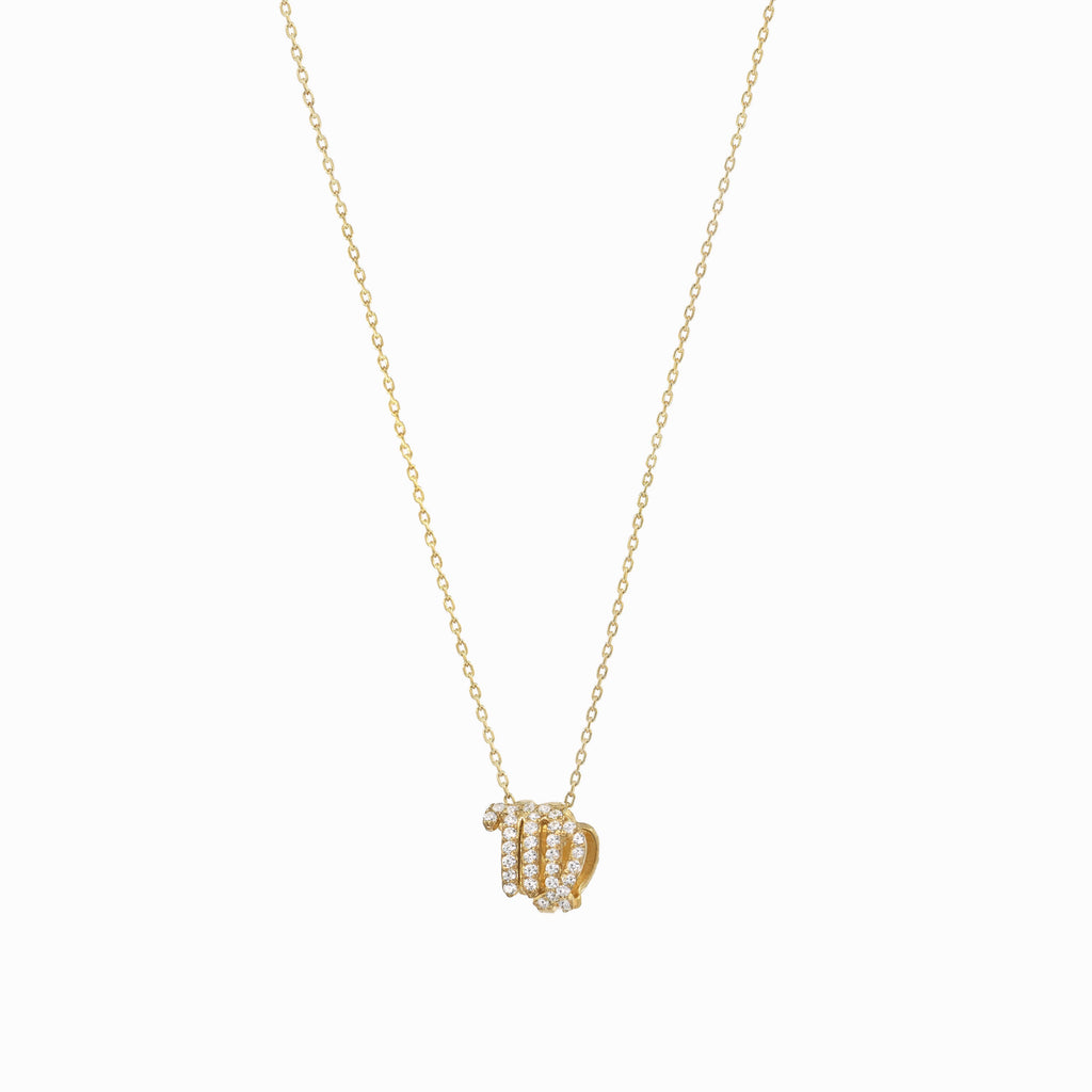 Eclipse Virgo Zodiac Pavé Diamond Necklace 14K Gold