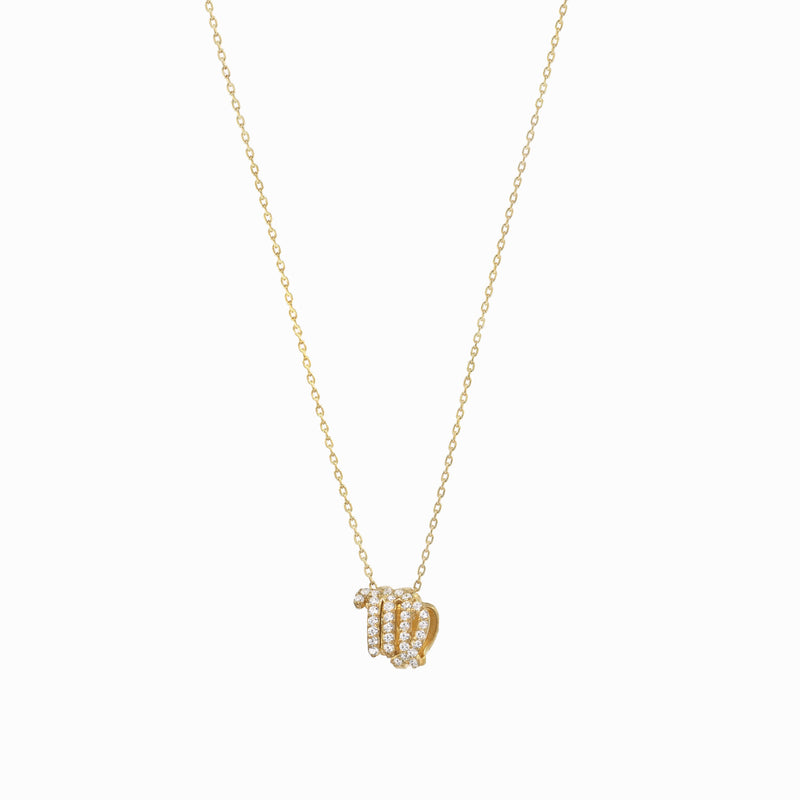 Eclipse Virgo Zodiac Pavé Diamond Necklace 14K Gold