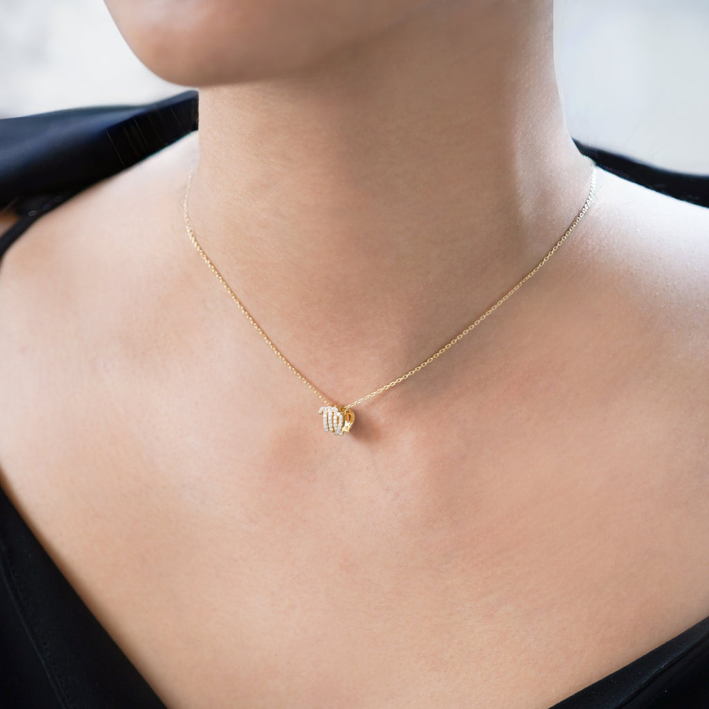 BY LIME Eclipse Virgo Zodiac Pavé Lab Diamond Necklace 14K Gold