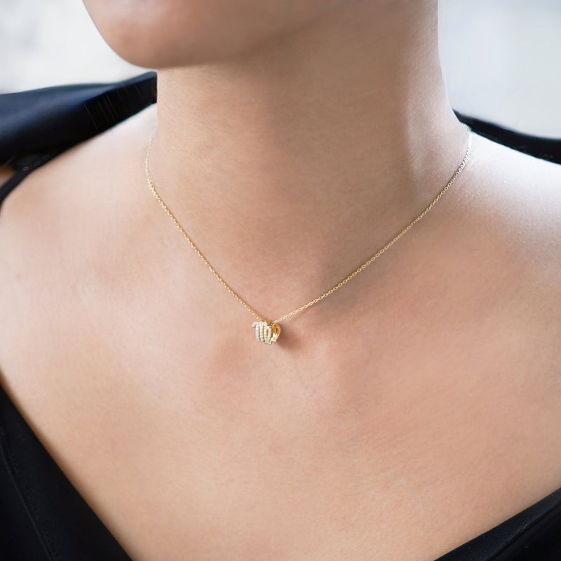 BY LIME Eclipse Virgo Zodiac Pavé Diamond Necklace 14K Gold