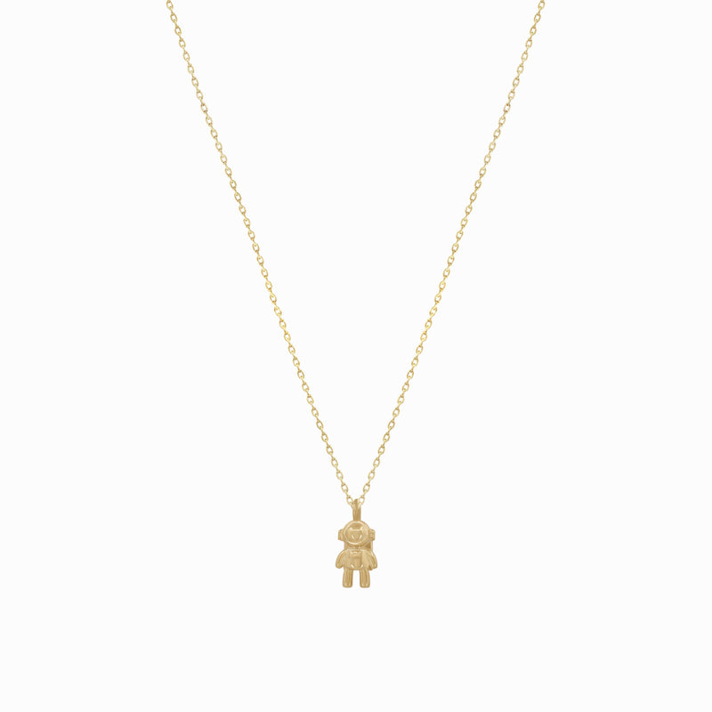 Astronaut Pendant Necklace 14K Solid Gold