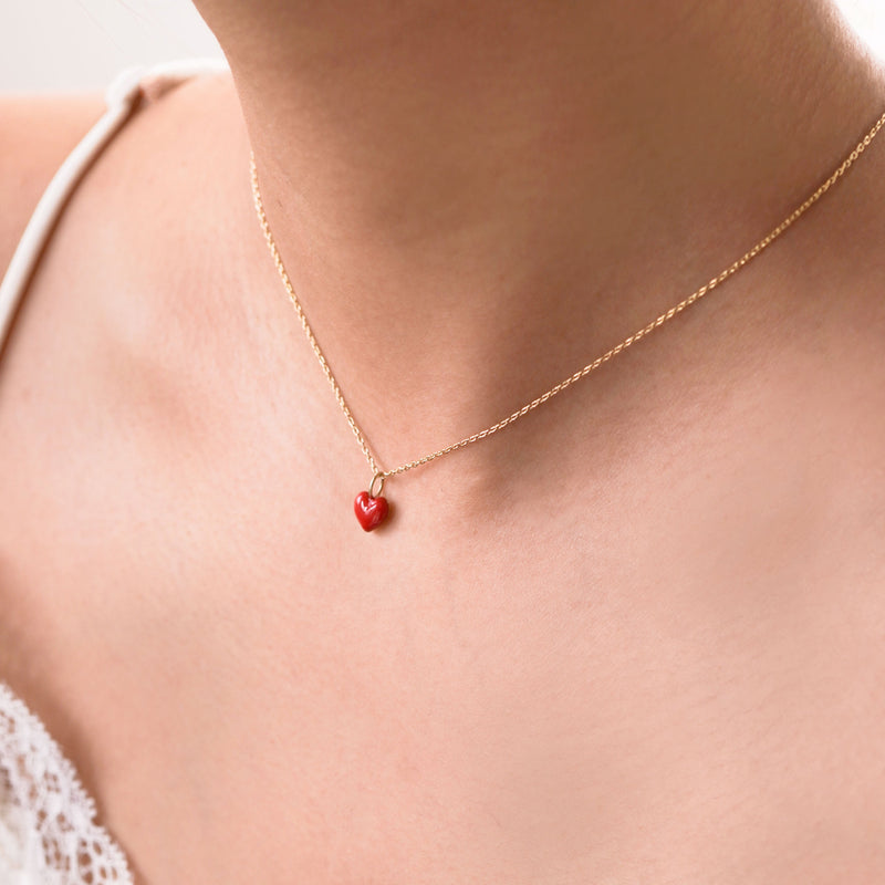 BY LIME Full Heart Enamel Charm Necklace 14K Gold