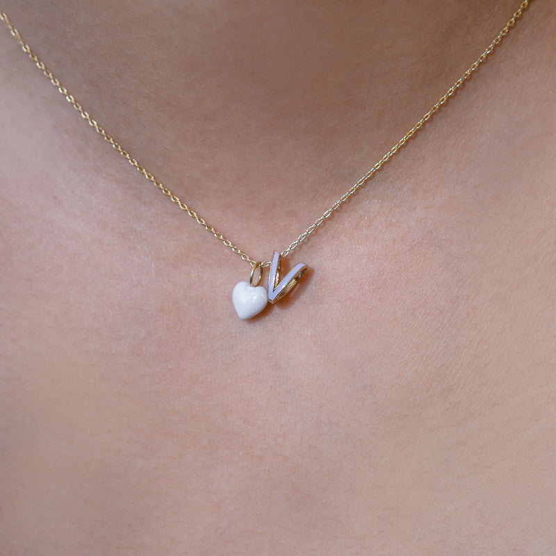 Full Heart Enamel Charm 14K Solid Gold Charm