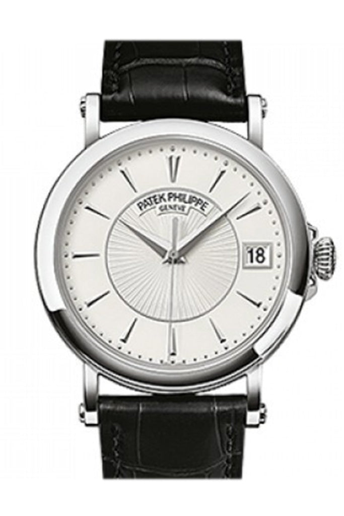 Patek Philippe Calatrava Automatic White Dial Black Leather Mens Watch 5153G-010