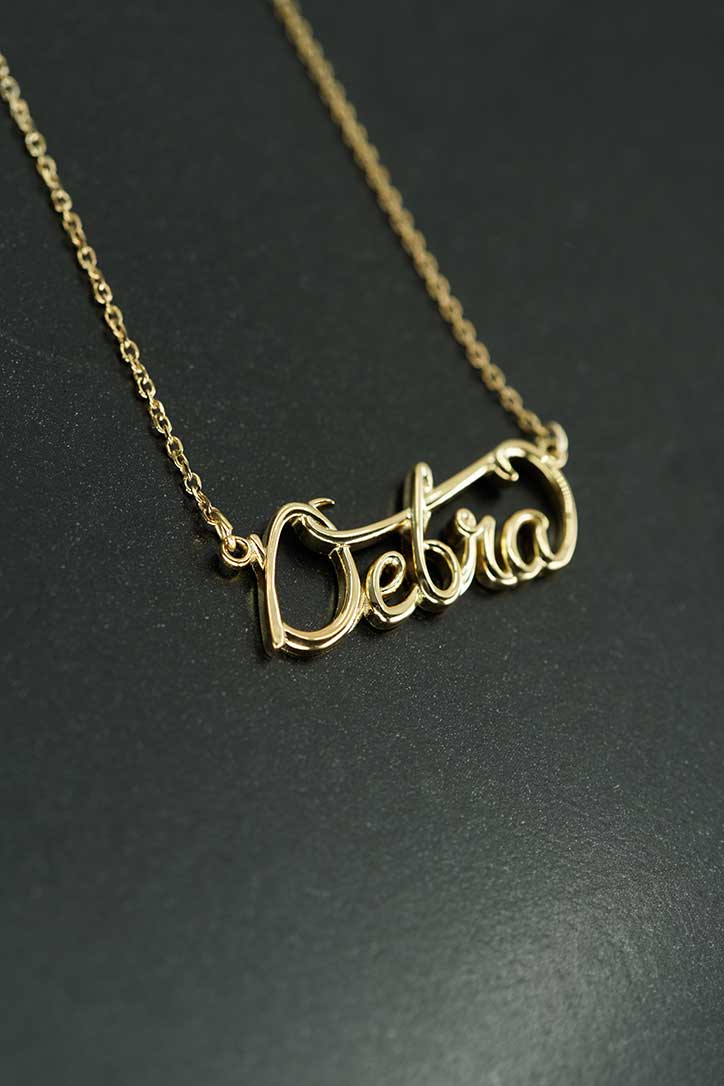 Personalized Custom Script Word Gold Necklace