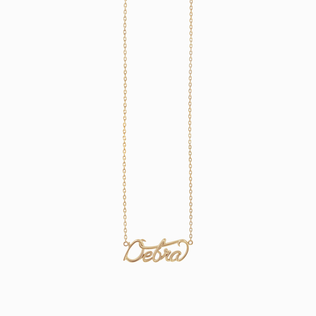 Personalized Custom Script Word Gold Necklace
