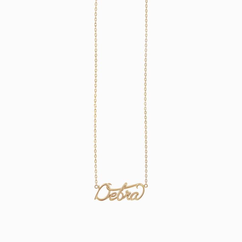Personalized Custom Script Word Gold Necklace