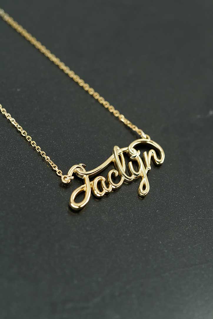 Personalized Custom Script Word Gold Necklace