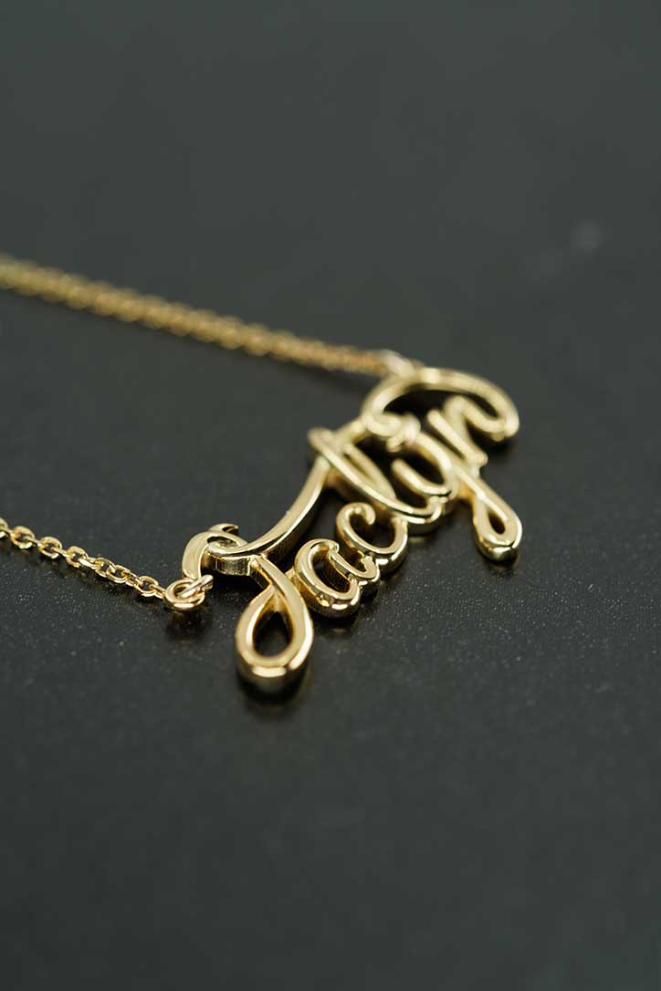 Personalized Custom Script Word Gold Necklace