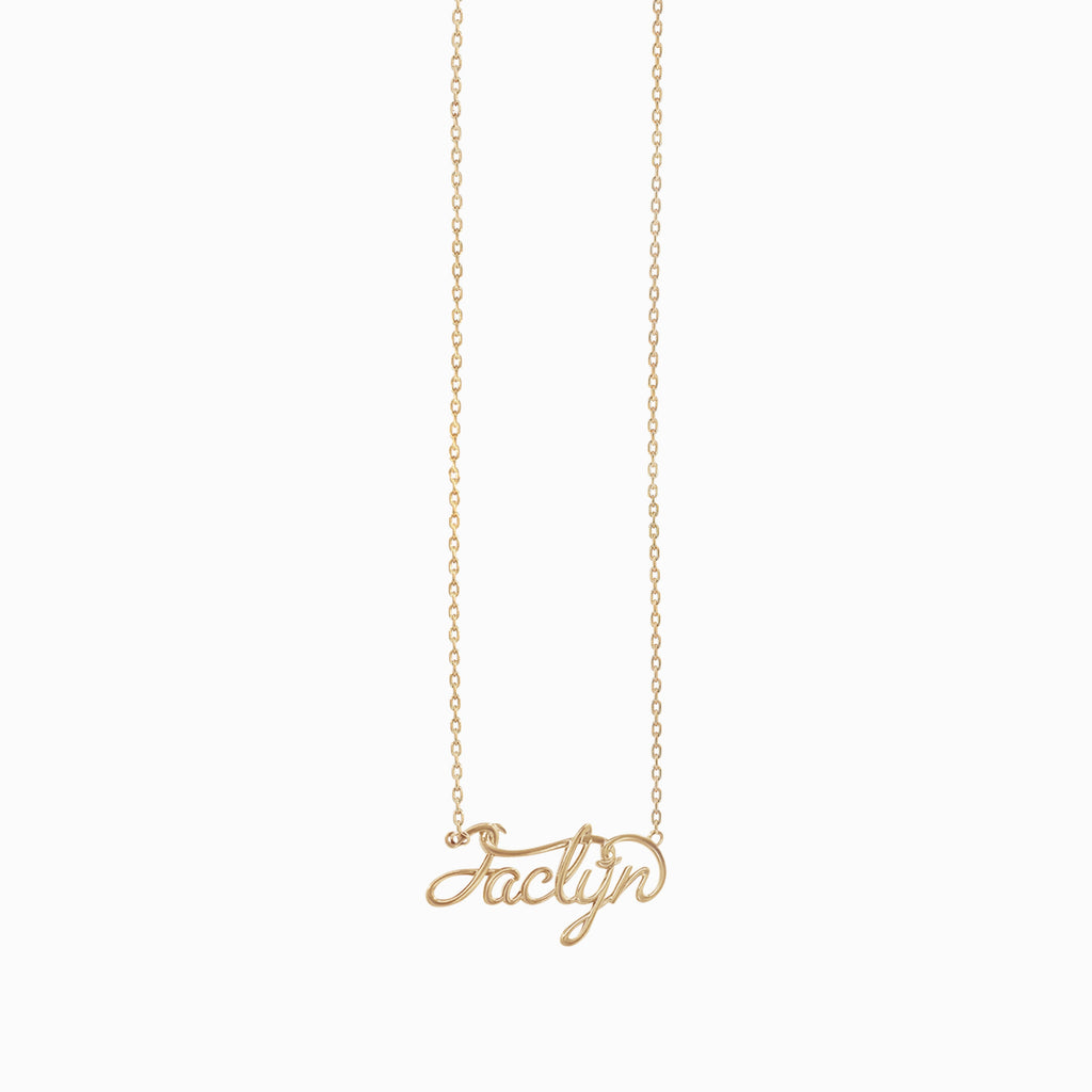 Personalized Custom Script Word Gold Necklace