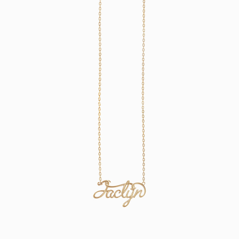 Personalized Custom Script Word Gold Necklace