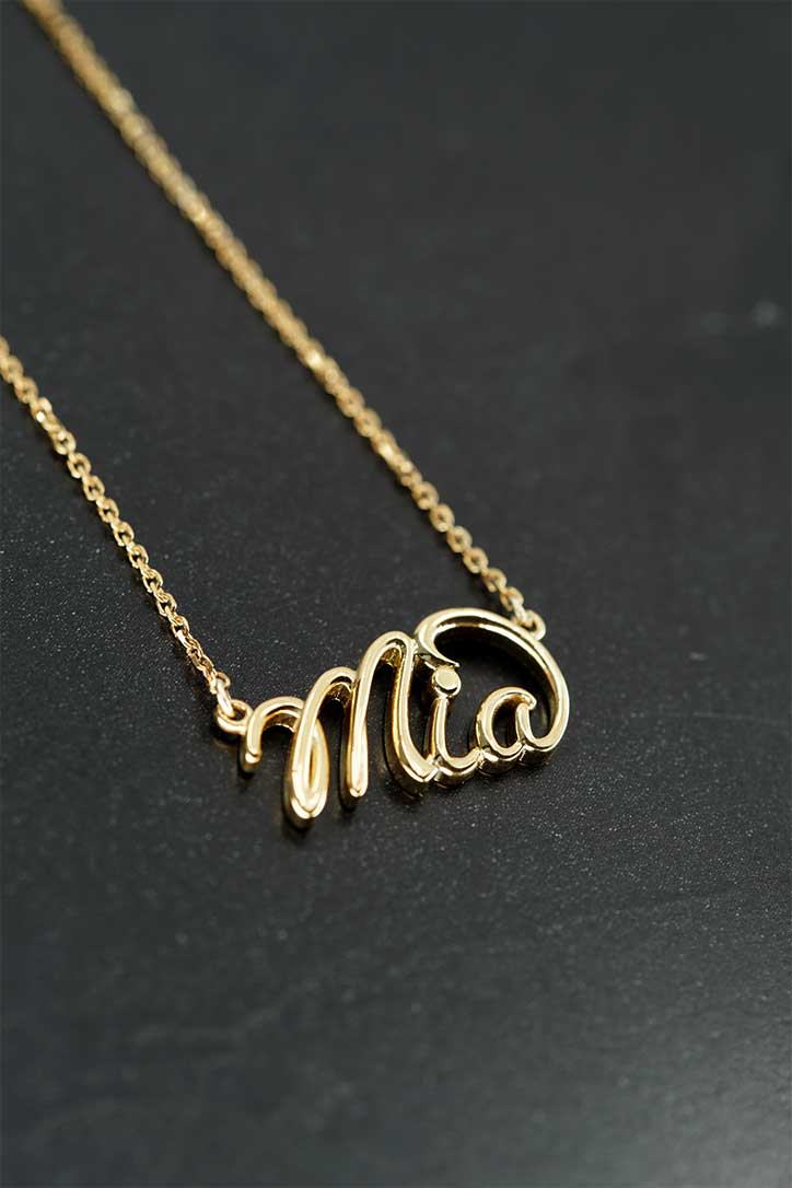 Personalized Custom Script Word Gold Necklace