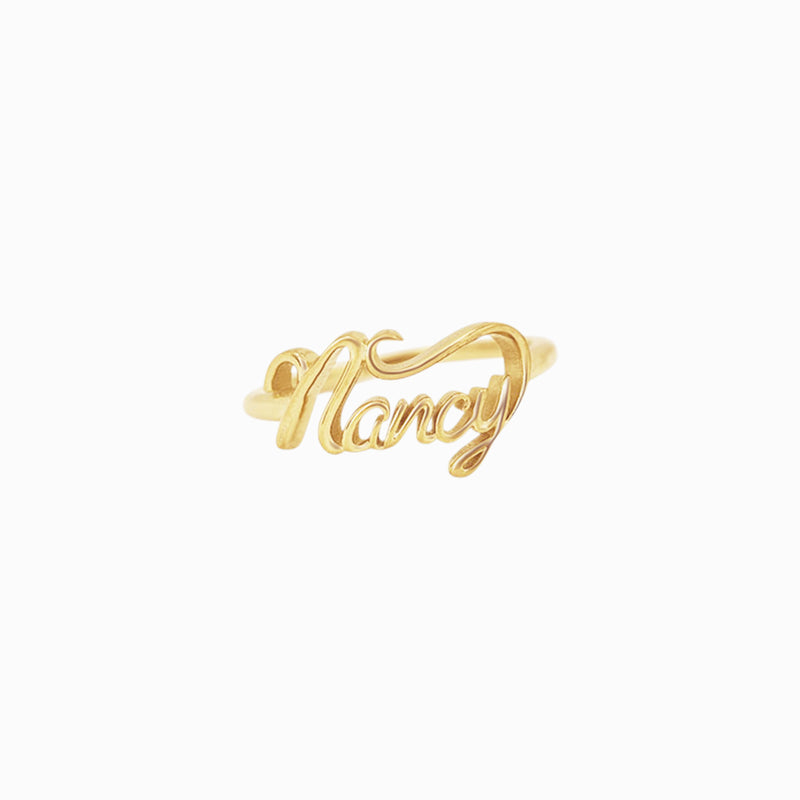 BY LIME Custom Name Script Letters Name  Ring NANCY 10K Gold