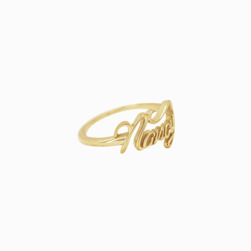 BY LIME Custom Name Script Letters Name  Ring NANCY 10K Gold