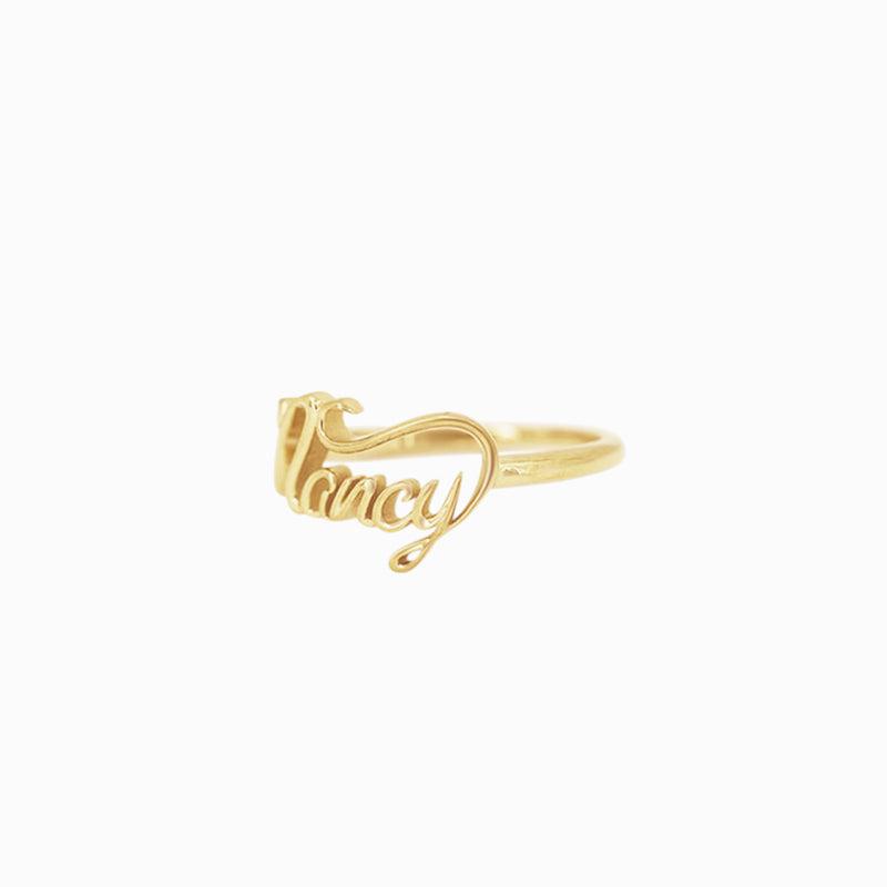 BY LIME Custom Name Script Letters Name  Ring NANCY 10K Gold