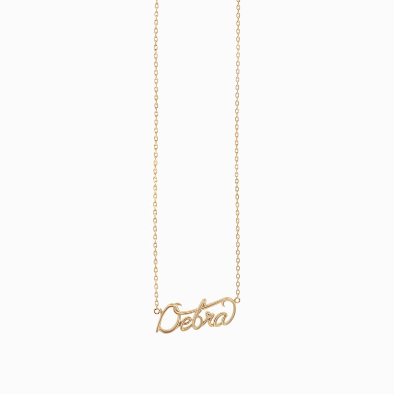 Personalized Custom Script Word Gold Necklace