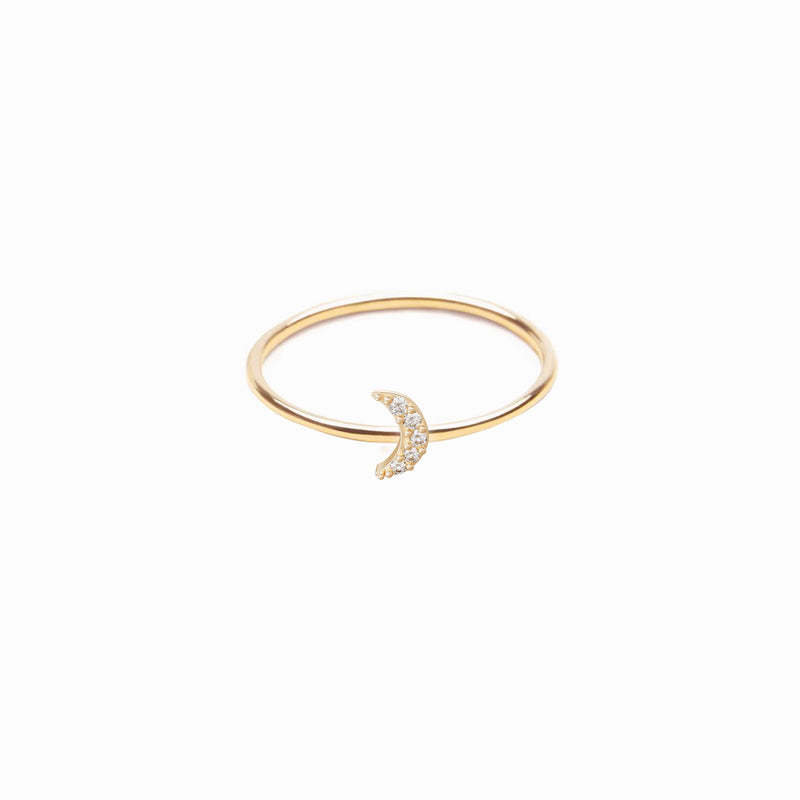 BY LIME Crescent Moon Line Pavé Lab Diamond Ring 10K Gold