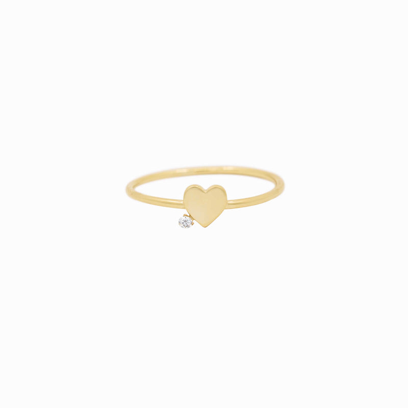 Heart One Diamond Solid Gold Ring