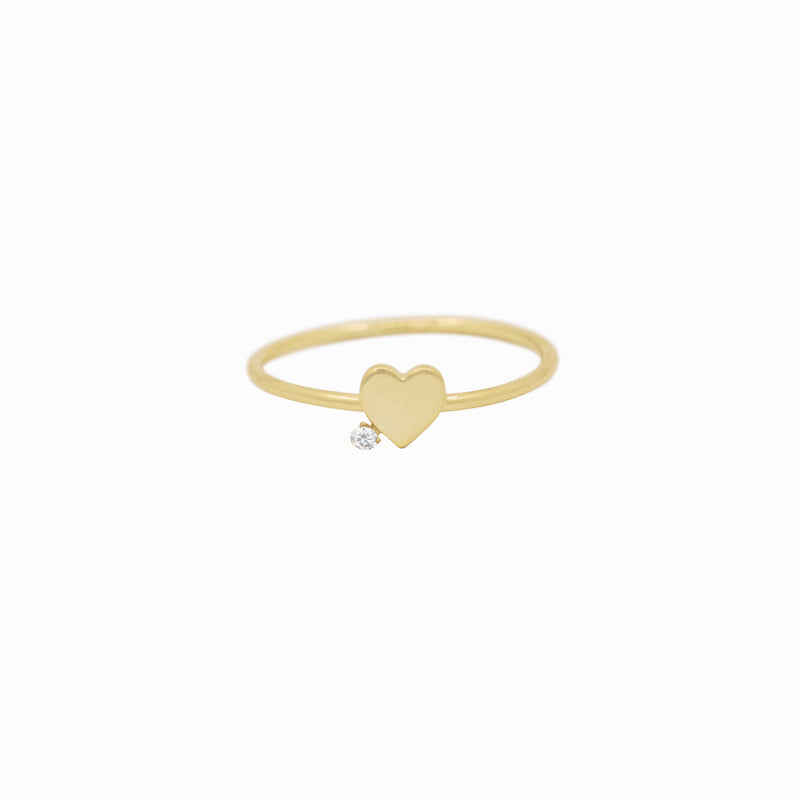 Heart One Diamond Solid Gold Ring
