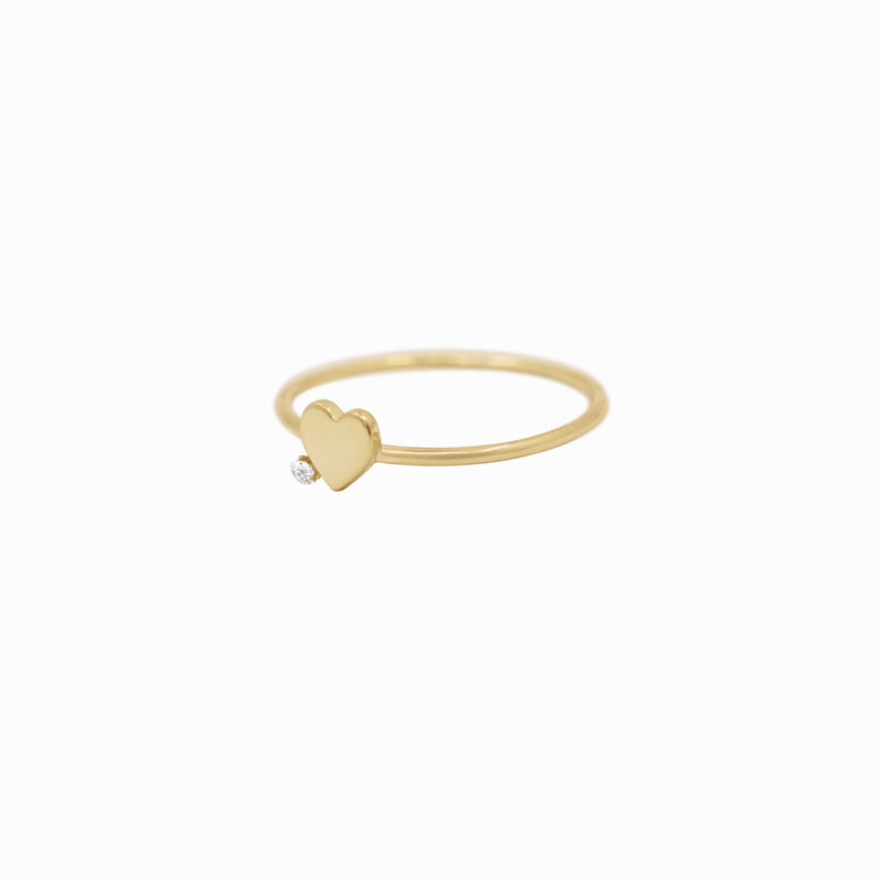 Heart One Diamond Solid Gold Ring