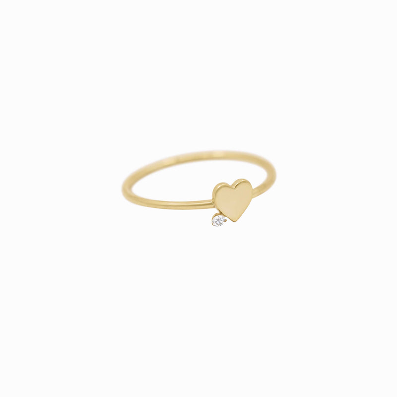 Heart One Diamond Solid Gold Ring