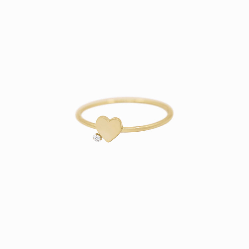 Heart One Diamond Solid Gold Ring