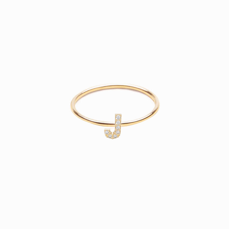 BY LIME J Line Initial Letter Pavé Lab Diamond Ring 10K Gold