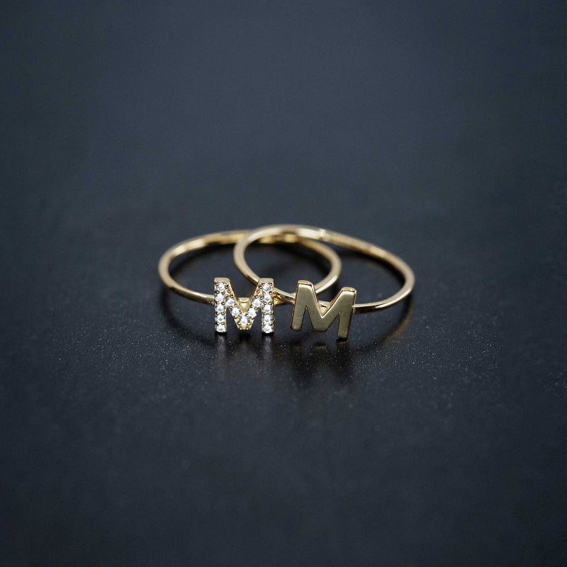 BY LIME M Line Initial Letter Pavé Lab Diamond Ring 10K Gold