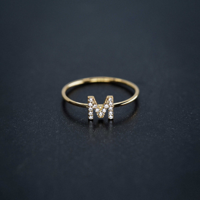 BY LIME M Line Initial Letter Pavé Lab Diamond Ring 10K Gold