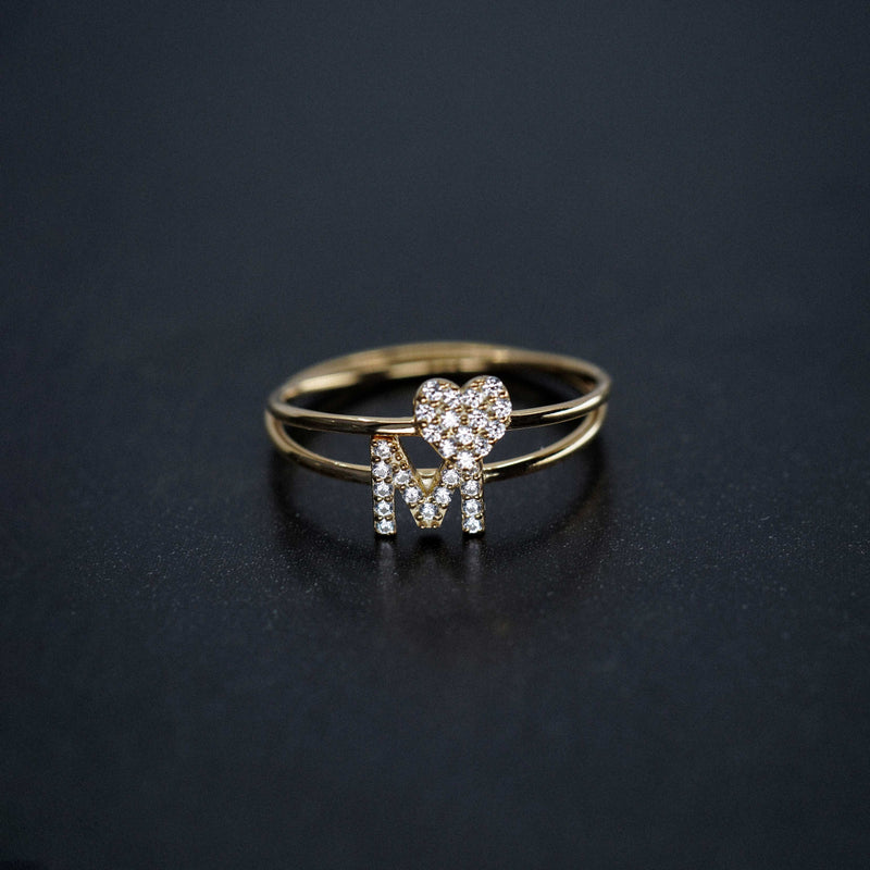 BY LIME M Line Initial Letter Pavé Lab Diamond Ring 10K Gold