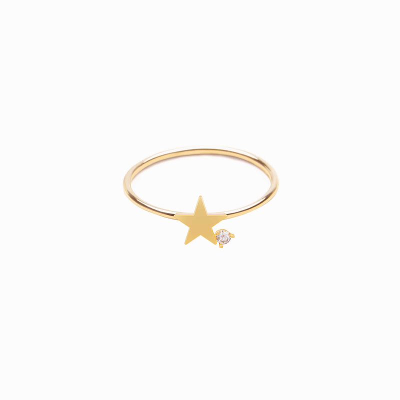 Star One Diamond Solid Gold Ring
