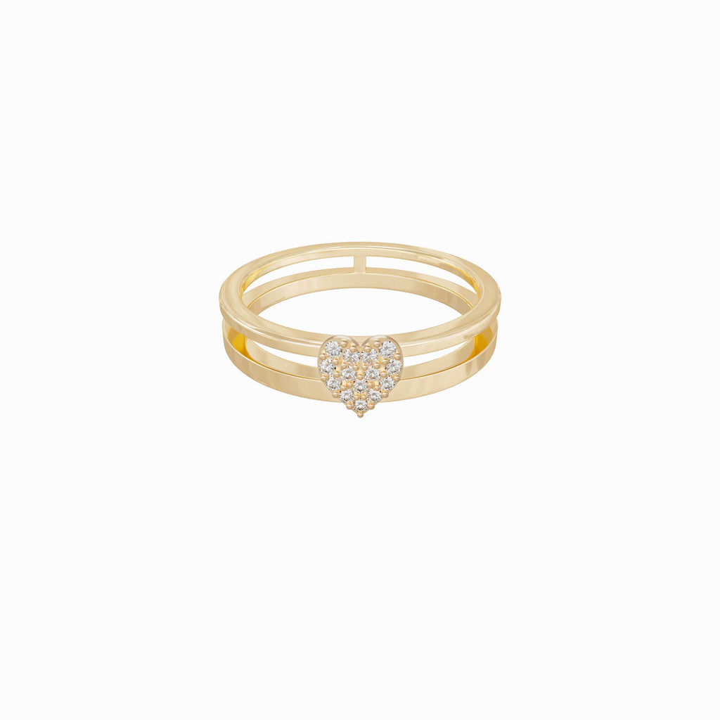 BY LIME Heart Pavé Lab Diamond Ring 10K Gold