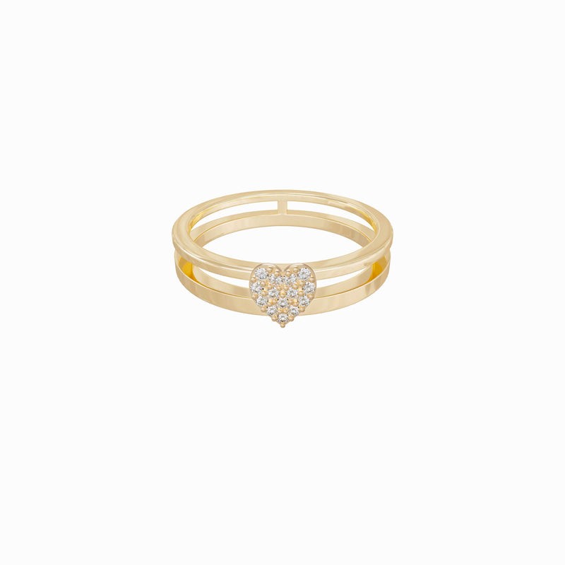 BY LIME Heart Pavé Lab Diamond Ring 10K Gold