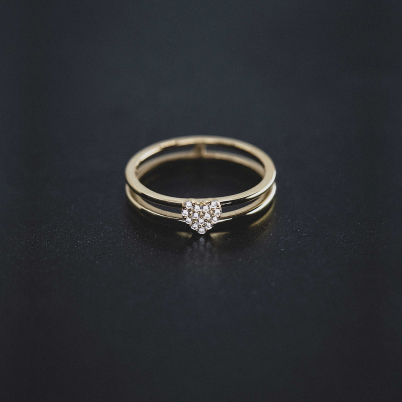 BY LIME Heart Pavé Lab Diamond Ring 10K Gold