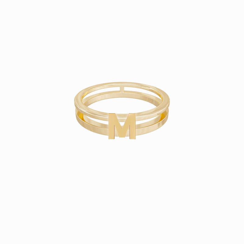 BY LIME M Initial Letter Ring 10K Gold